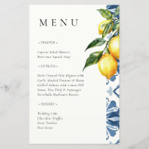 Lemon Citrus Positano Italiano Bröllop Menu