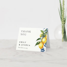 Lemon Citrus Positano Italiano Bröllop Tack Kort