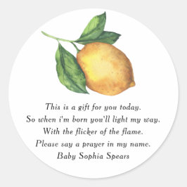 Lemon citrus - Prayer Candle-etikett Runt Klistermärke