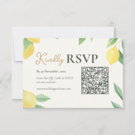 Lemon Citrus QR Code Wedding RSVP Card OSA Kort