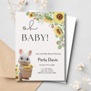 Lemon Citrus Rabbit Sunwers Baby Shower Inbjudningar