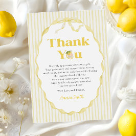 Lemon Citrus-ränder Baby Shower Tacksamhetskort