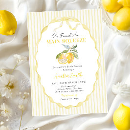 Lemon Citrus-ränder Bröllopsdusch Inbjudningar