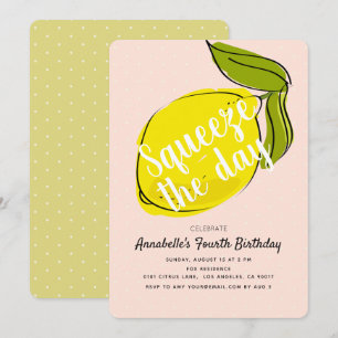 Lemon CItrus Rosa Girl Birthday Inbjudningar