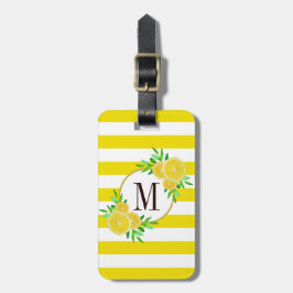 Lemon Citrus Slices Monogram från Bright Gult Rand Bagagebricka