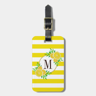 Lemon Citrus Slices Monogram från Bright Gult Rand Bagagebricka