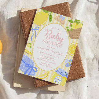 Lemon Citrus Sommar Baby Girl Shower Inbjudningar