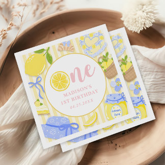 Lemon Citrus Sommar Lemonad 1-års Födelsedagsfest  Pappersservett