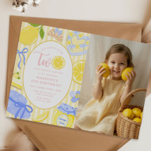 Lemon Citrus Sommar Lemonad 2-års Födelsedagsfoto