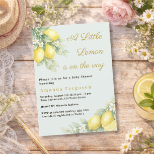 Lemon citrus sommar salvia grön Baby Shower Inbjudningar