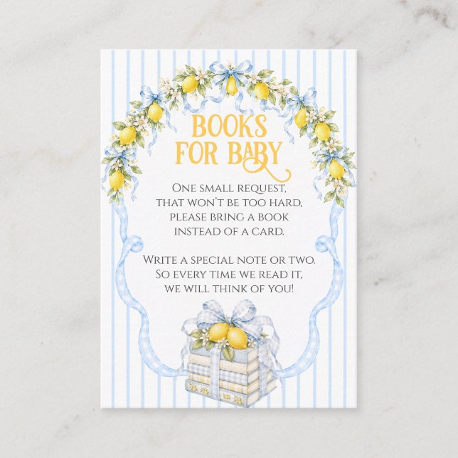 Lemon Citrus Squeeze Baby Shower Pojkkläder Bow Tilläggskort (Framsida)