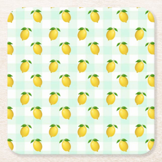 Lemon Citrus Summer Birthday Underlägg Papper Kvadrat (Framsidan)
