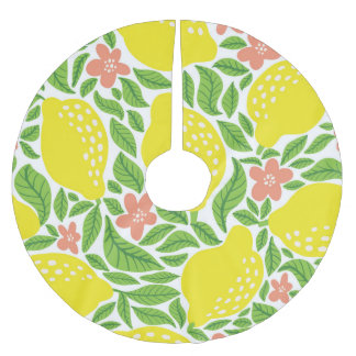 Lemon Citrus Summer Vintage Mönster Julgransmatta Borstad Polyester