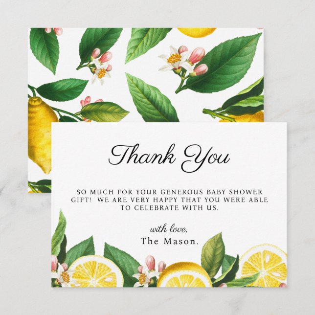 Lemon Citrus Tack Summer Baby Shower (Fram/baksida)