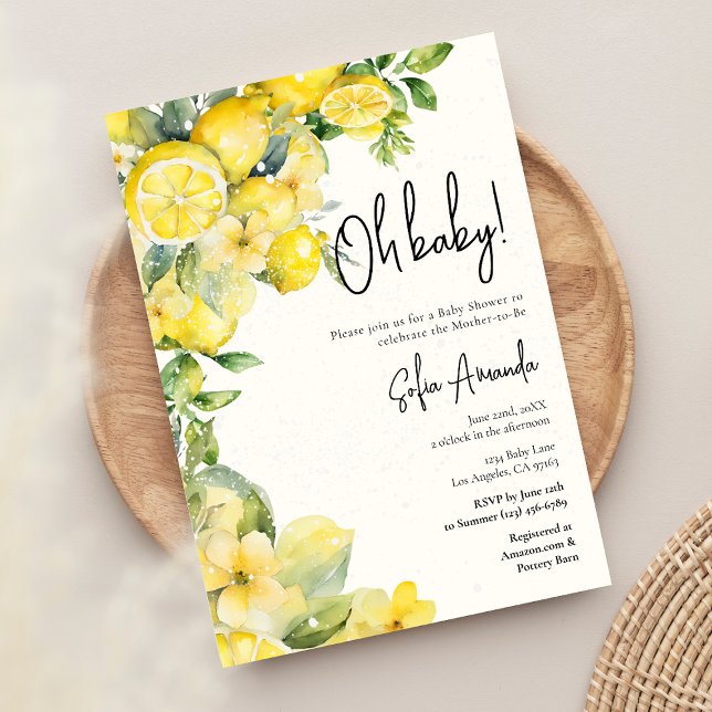 Lemon Citrus Watercolor Baby Shower Inbjudningar (Skapare uppladdad)