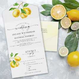 Lemon Citrus Watercolor Bröllop Meal Choice