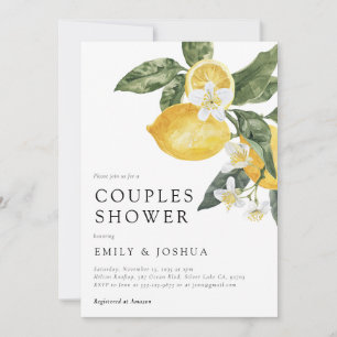 Lemon Citrus Watercolor Par Shower Inbjudningar