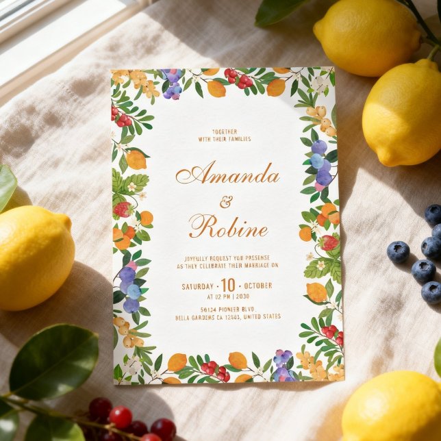 Lemon Citrus Wedding Invitation Inbjudningar (Skapare uppladdad)
