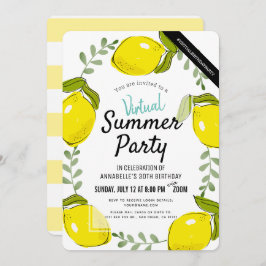 Lemon Citrus White Summer Vuxen Virtuell Birthday Inbjudningar