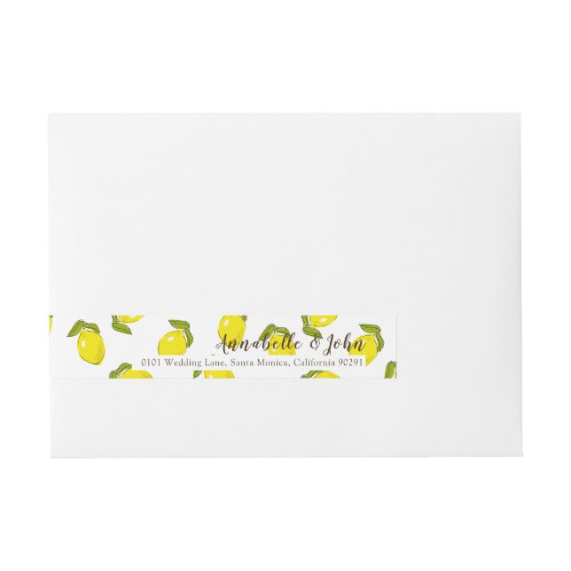 Lemon Citrus White Wraparound-etikett Etikettband (Framsidan)