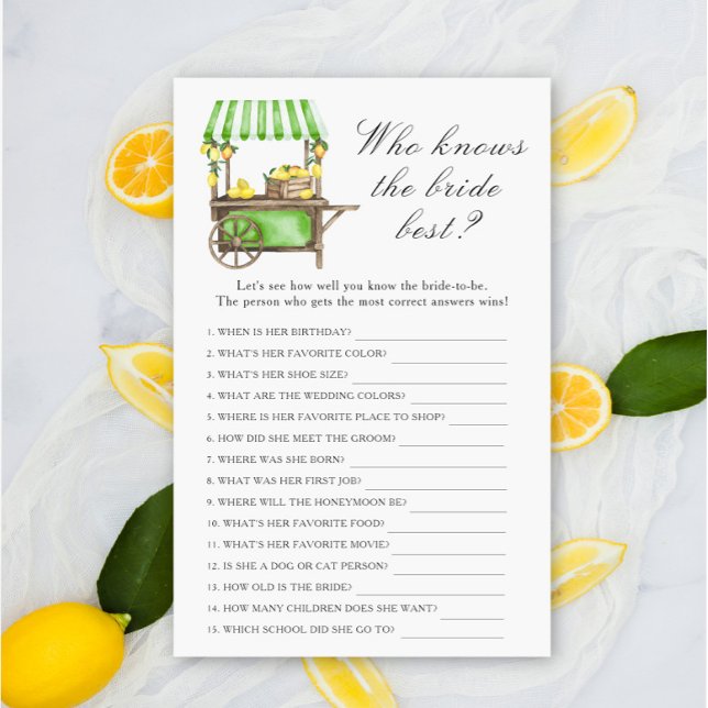 Lemon citrus - Who knows the bride best game (Skapare uppladdad)