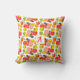 Lemon citrus yellow red Pattern  Kudde