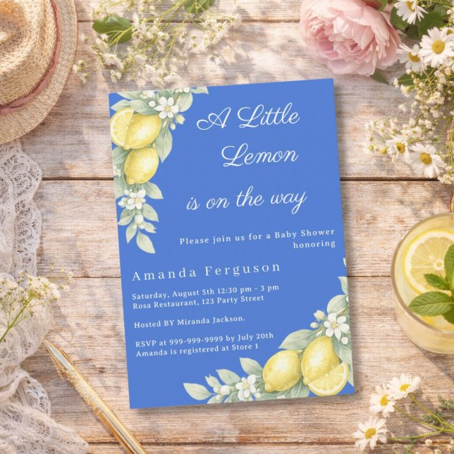 Lemon citrusblå sommar Baby Shower Inbjudningar (Skapare uppladdad)