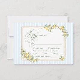 Lemon Coastal Stripe Wedding Menu Choice RSVP OSA Kort