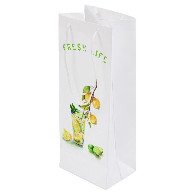 Lemon Coola Drink Party Vin Gift Bag - Anpassnings (Baksidan Vinklad)