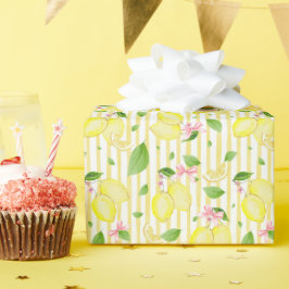 Lemon Coquette Pink Bows And Yellow Stripes Presentpapper