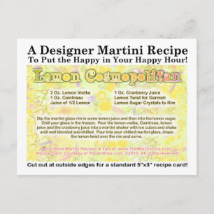 Lemon Cosmopolitan Martini Recipe Postcard Vykort