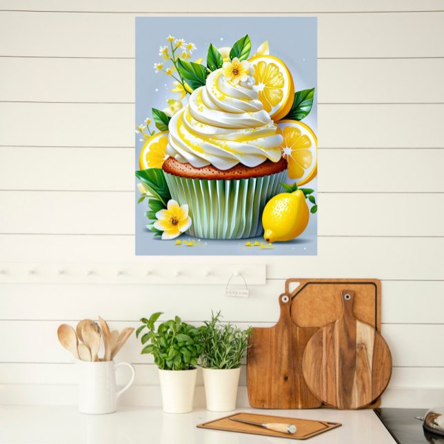 Lemon Cupcake Köks & Bakarvägg Konst Poster (Skapare uppladdad)