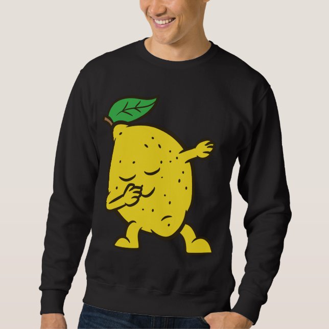 Lemon Dabbing Lemon Fruit Kärlek Lemons Lång Ärmad Tröja (Framsida)