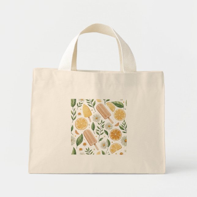 Lemon Daisy Tiny Tote – Mini Blommig Väska (Framsidan)