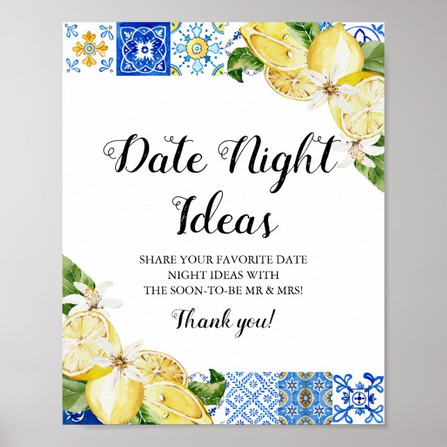 Lemon Date Night Ideas - tecken för Positano Blue  Poster (Framsidan)
