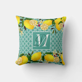 Lemon Days Motif Aqua Kudde