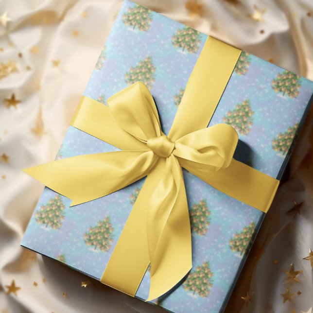 Lemon dekorerad julgran Zesty  Presentpapper (Lemony Christmas tree gift wrap!)
