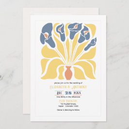Lemon & Denim Abstract Floral Boho Wedding Inbjudningar