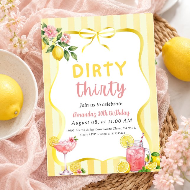 Lemon Dirty 30 Gul Rand 30-årsdag Inbjudningar (Skapare uppladdad)