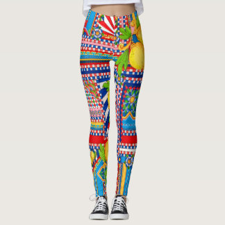 Lemon Dolce Patchwork Tile Leggings