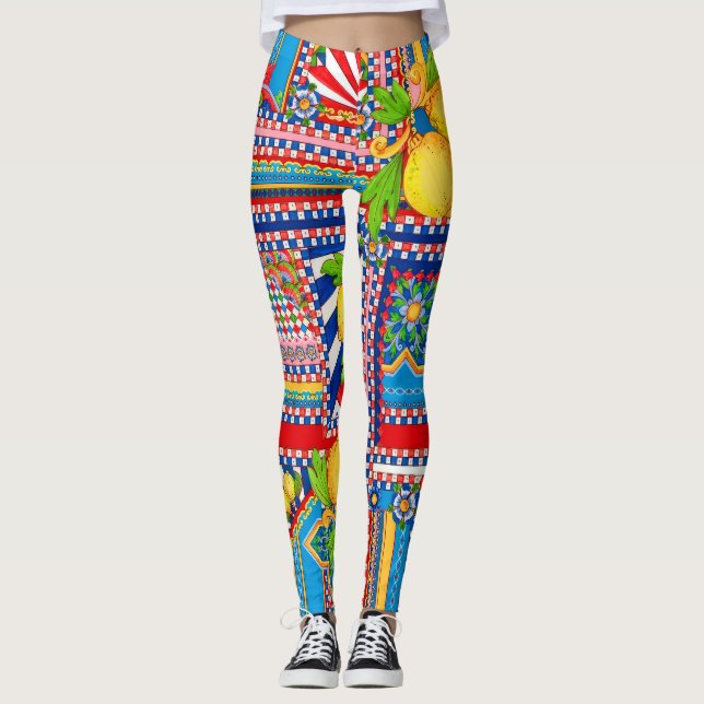 Lemon Dolce Patchwork Tile Leggings (Framsida)