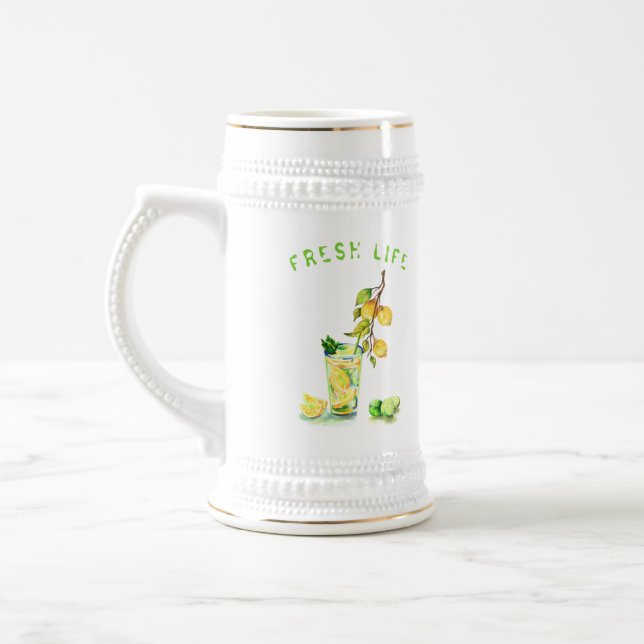 Lemon Drink Beer Stein - Anpassningsbar Text Sejdel (Vänster)