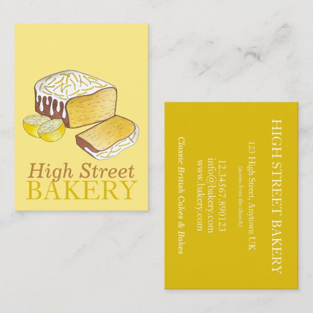 Lemon Drizzle Loaf Cake Bakery Baker Pastry Chef Visitkort (Fram/baksida)