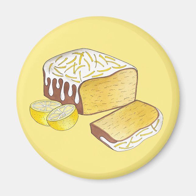 Lemon Drizzle Pound Cake Loaf British Baking Food Magnet (Framsidan)