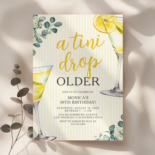 Lemon Drop Martini Adult Birthday Party Inbjudningar (Skapare uppladdad)