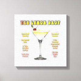 LEMON DROP MARTINI Cocktail Recipe Art 12"x12" Canvastryck