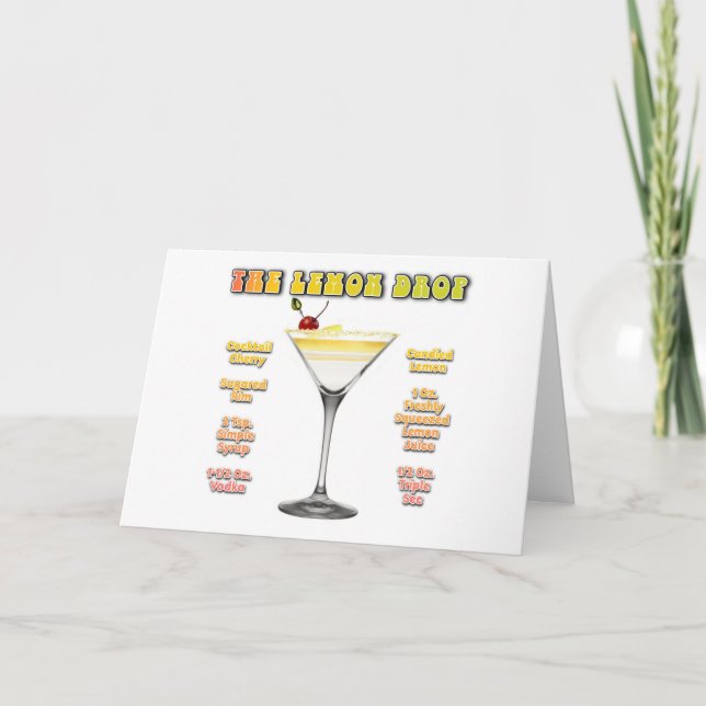 LEMON DROP MARTINI Cocktail Recipe Art Helgkort (Framsida)