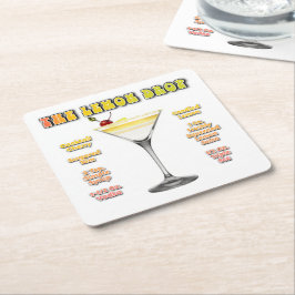 LEMON DROP MARTINI Cocktail Recipe Art Underlägg Papper Kvadrat