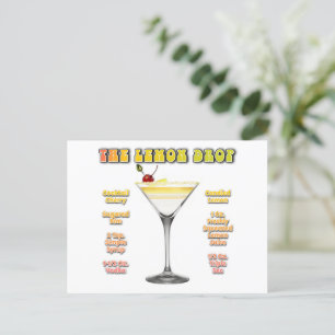 LEMON DROP MARTINI Cocktail Recipe Art Vykort