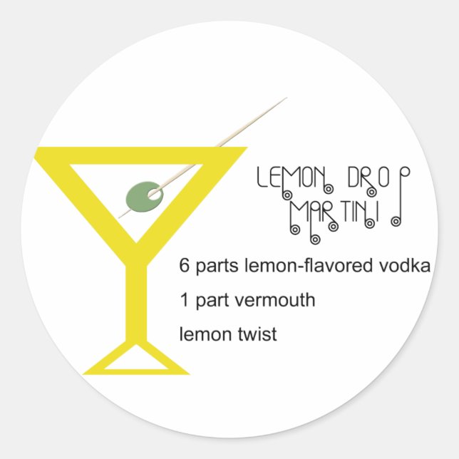 Lemon Drop Martini Stickers Runt Klistermärke (Framsida)